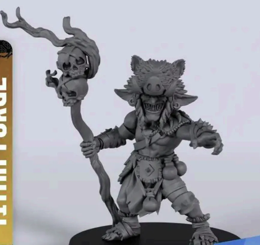 goblin, criatura, cajado, xamã, homem, masculino, mascara