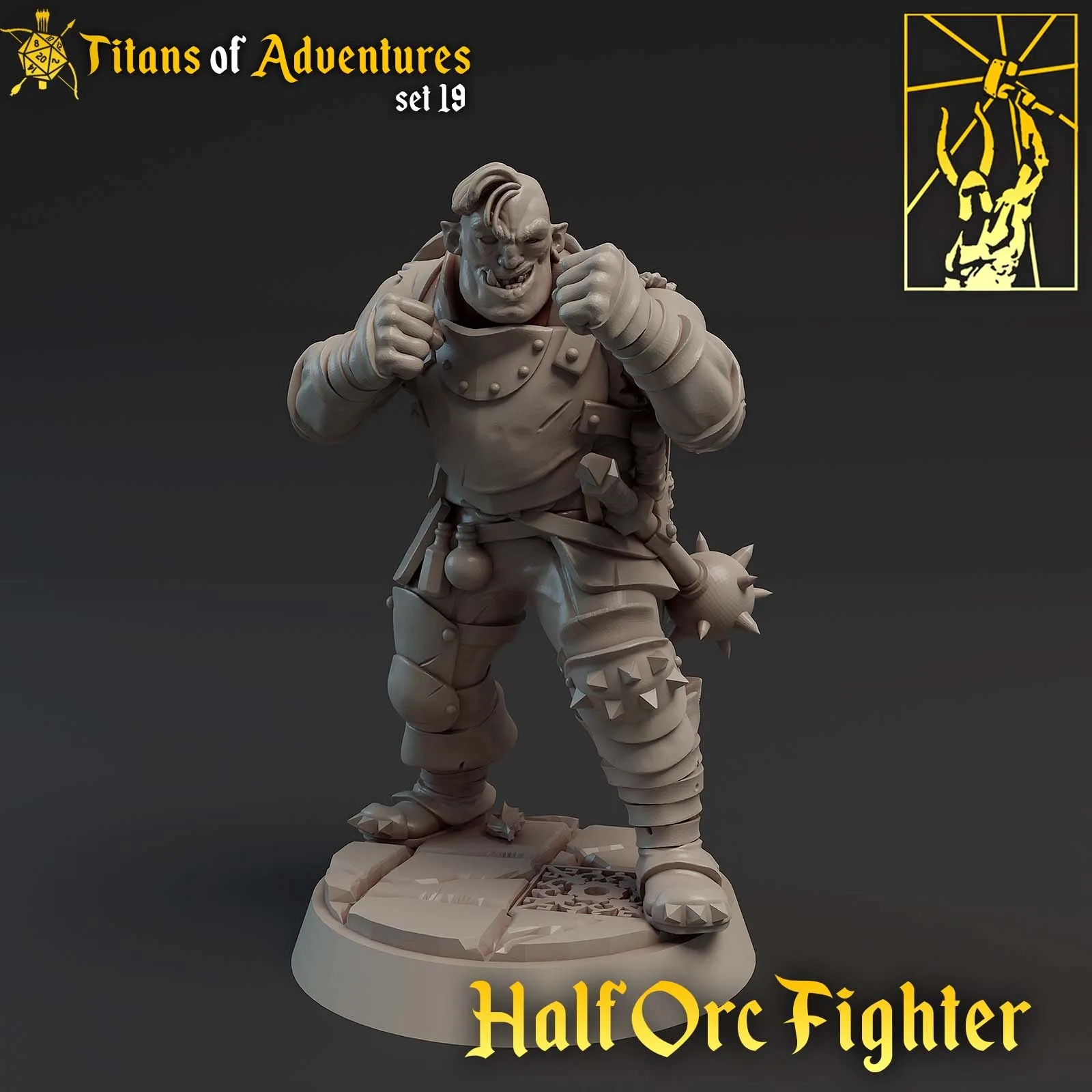meio orc, meio ogro, masculino, homem, guerreiro, lutador